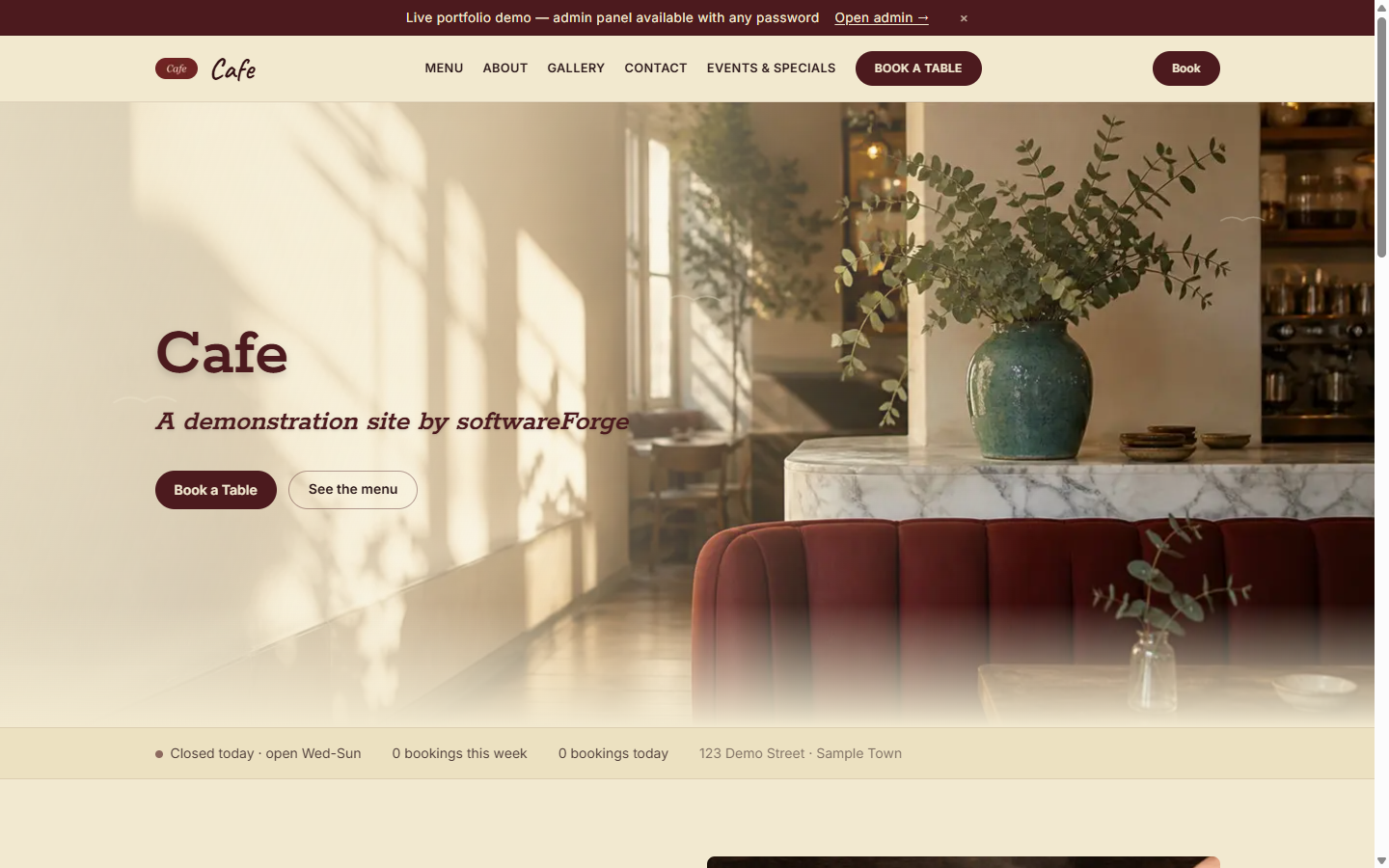 Cafe (Live Demo) screenshot